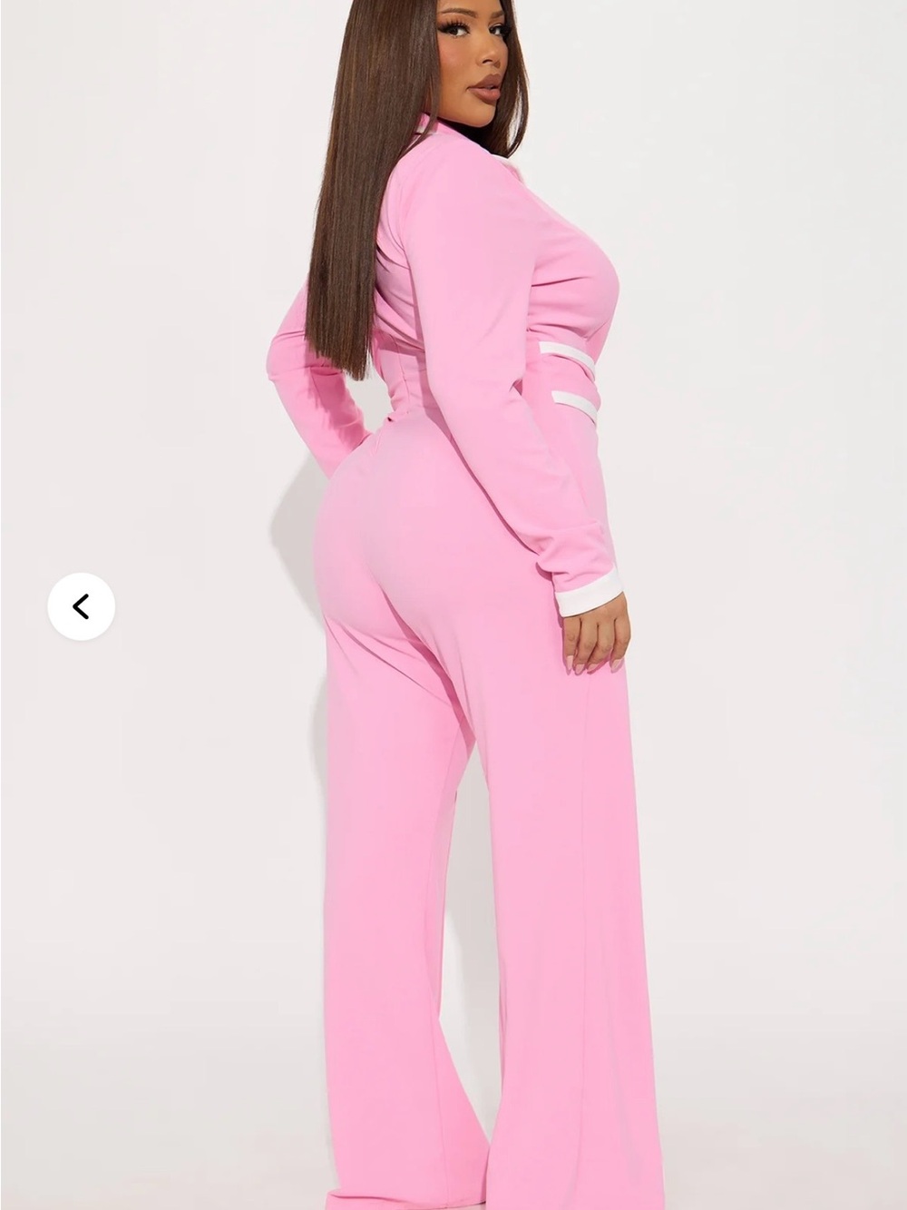 Fashion Nova Pink Jumpsuit with White Trim - Picture 6 of 6